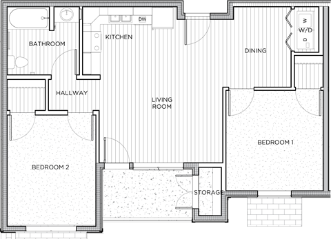 deer creek 2 bed 1 bath 780 sf A